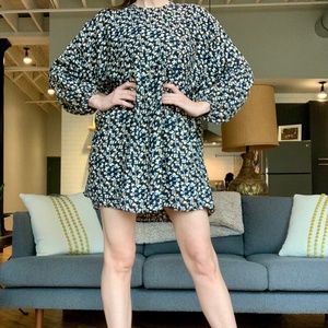 Floral Zara Baby Doll Mini Dress with Long Sleeves